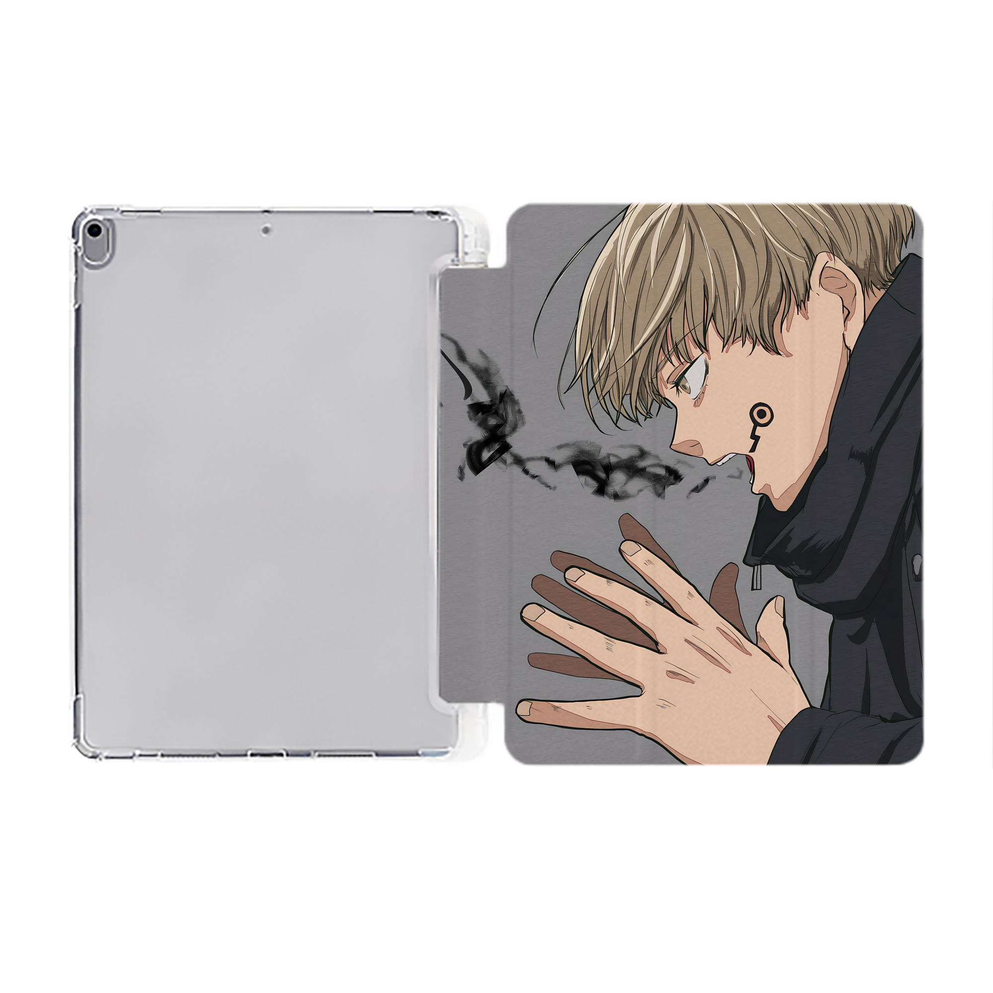 （画像用） 呪術廻戦 Jujutsu Kaisen IPad ケース ペン収納付き 三つ折りスタンド PUレザー×シリコン 対応機種9.5/10.5/10.9インチ